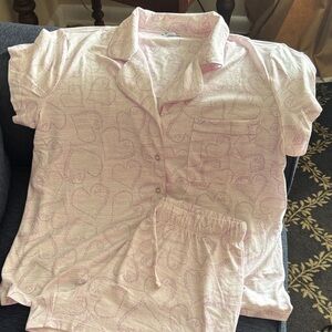 Splendid Light Pink Heart-Print Short Pajama Set
